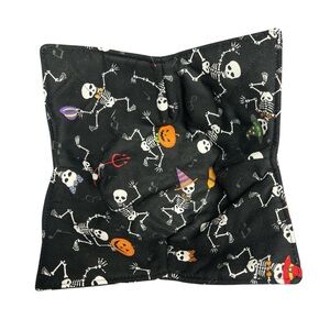 Hand Crafted Bowl Cozy Bowl Holder Microwavable  Cotton Black Halloween Skeleton